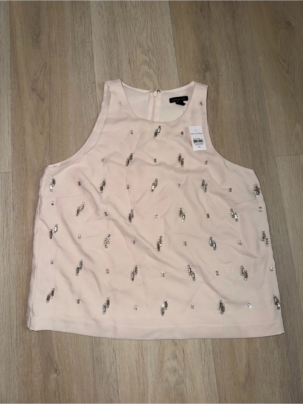 Ann Taylor Embellished Sleeveless Shell Top - Pale Blush/ Nude NWT